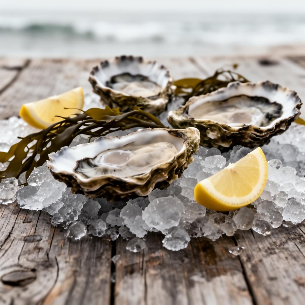 Freshly shucked Long Island oysters on crushed ice